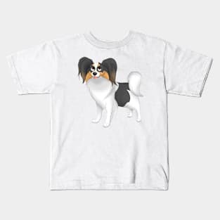 White, Black & Tan Papillon Dog Kids T-Shirt